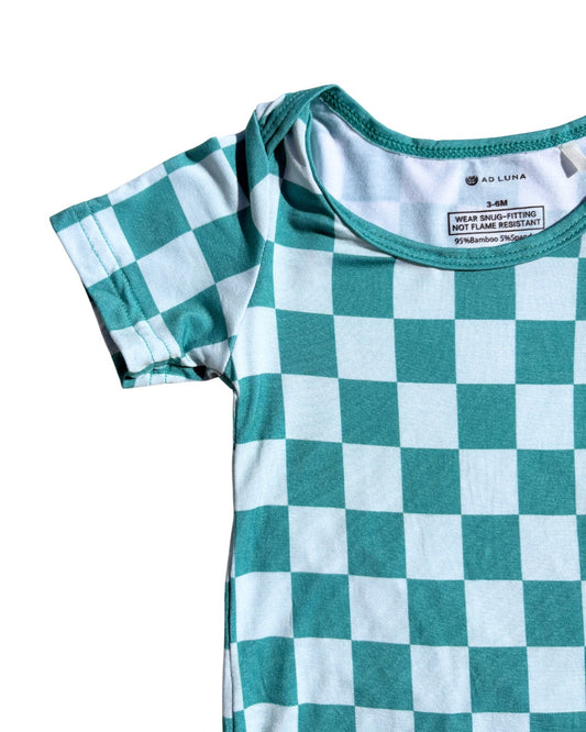 Seafoam Checkers Onesie