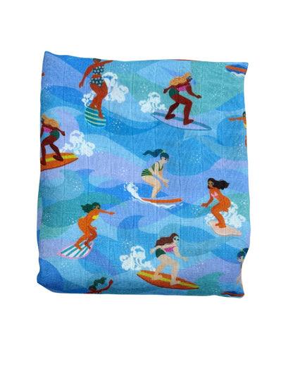 Surfer Girls Swaddle Blanket