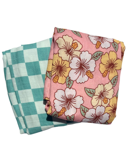 Seafoam Checkers Swaddle Blanket